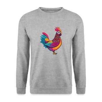 Poule mignonne et colorée - Sweat-shirt Unisexe - gris chiné - Devant - Alina (178cm) & Michal (187cm)