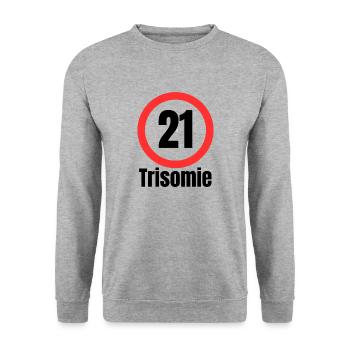 trisomie 21 - Sweat-shirt Unisexe - gris chiné - Devant - Alina (178cm) & Michal (187cm)