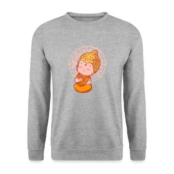 Buddha Monk Namaste Buddhism I Gift - Unisex Sweatshirt - salt & pepper - Front - Alina (178cm) & Michal (187cm)