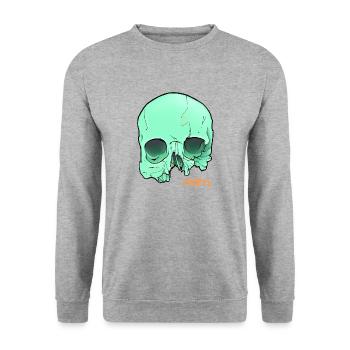 ridm green skull - Unisex Pullover - Weißgrau meliert - Vorne - Alina (178cm) & Michal (187cm)
