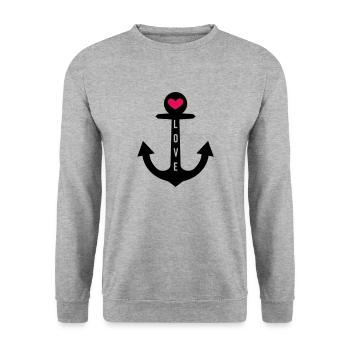 love anker - Unisex Pullover - Weißgrau meliert - Vorne - Alina (178cm) & Michal (187cm)