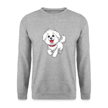 Happy Bichon Frise cabré Art - Sweat-shirt Unisexe - gris chiné - Devant - Alina (178cm) & Michal (187cm)