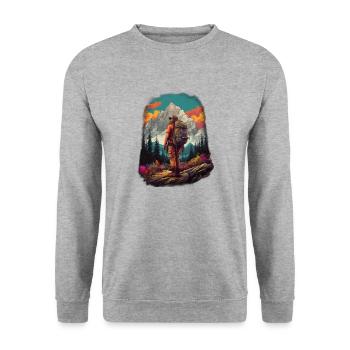 Wanderer 01 - Unisex Pullover - Weißgrau meliert - Vorne - Alina (178cm) & Michal (187cm)