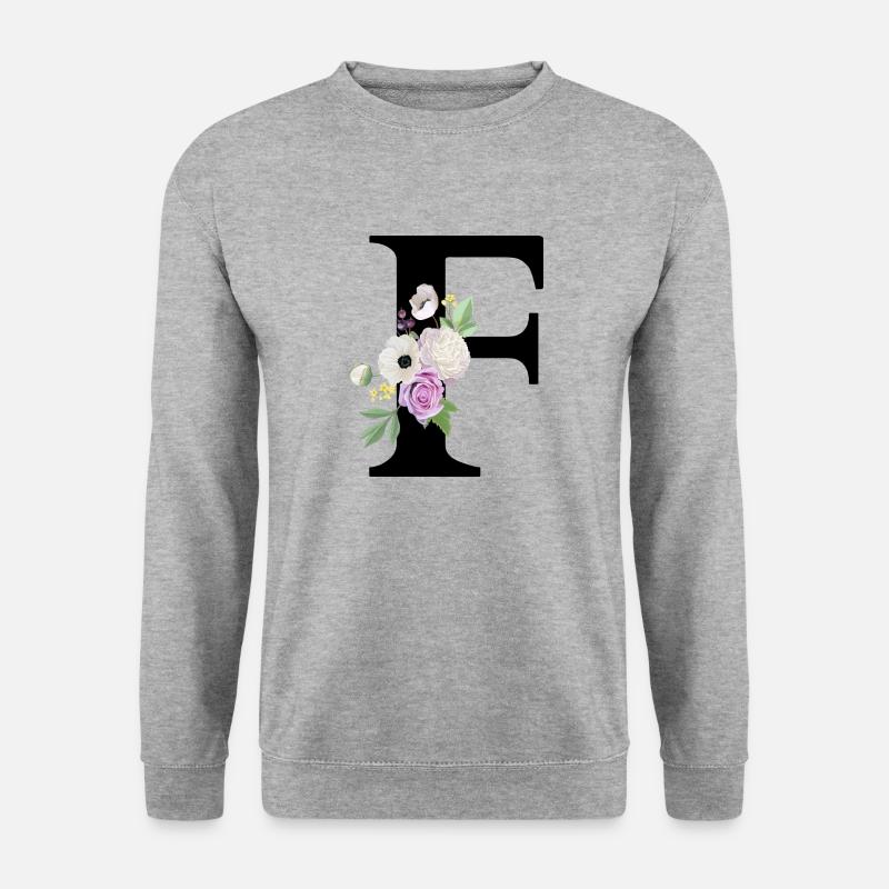 Lila Blumenbuchstabe F - Unisex Pullover - Weißgrau meliert