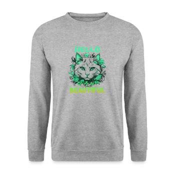 Katze schöne stilvolle Frauen bunte Kunst Kunst - Unisex Pullover - Weißgrau meliert - Vorne - Alina (178cm) & Michal (187cm)