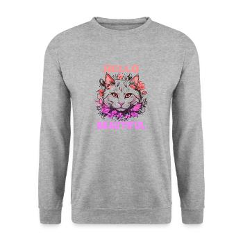 Katze schöne stilvolle Frauen bunte Kunst Kunst - Unisex Pullover - Weißgrau meliert - Vorne - Alina (178cm) & Michal (187cm)