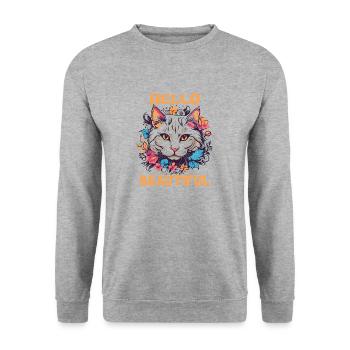 Katze schöne stilvolle Frauen bunte Kunst Kunst - Unisex Pullover - Weißgrau meliert - Vorne - Alina (178cm) & Michal (187cm)