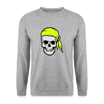 skull pirat ahoi - Unisex Pullover - Weißgrau meliert - Vorne - Alina (178cm) & Michal (187cm)