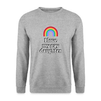 Ich liebe meine schwule Tochter - Unisex Pullover - Weißgrau meliert - Vorne - Alina (178cm) & Michal (187cm)