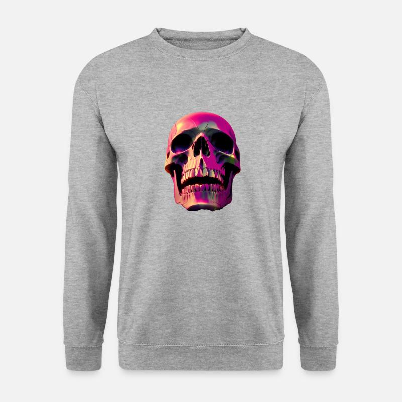 Totenschädel in pink - Unisex Pullover - Weißgrau meliert