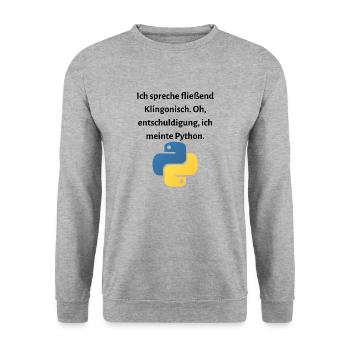 Ich spreche fließend Klingonisch... - Unisex Pullover - Weißgrau meliert - Vorne - Alina (178cm) & Michal (187cm)