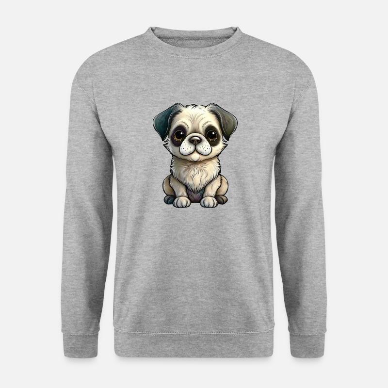 Welpe Hund - Unisex Pullover - Weißgrau meliert