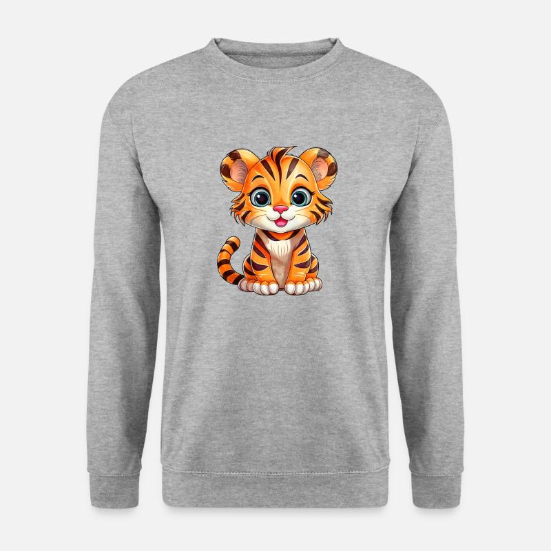 Kleiner Tiger - Unisex Pullover - Weißgrau meliert