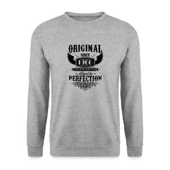 Perfektion 1960 -64. Jubiläum, Original - Unisex Pullover - Weißgrau meliert - Vorne - Alina (178cm) & Michal (187cm)