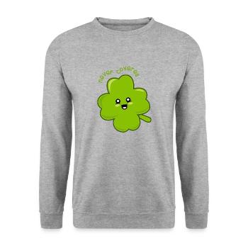 Lucky le trèfle à quatre feuilles ! - Sweat-shirt Unisexe - gris chiné - Devant - Alina (178cm) & Michal (187cm)