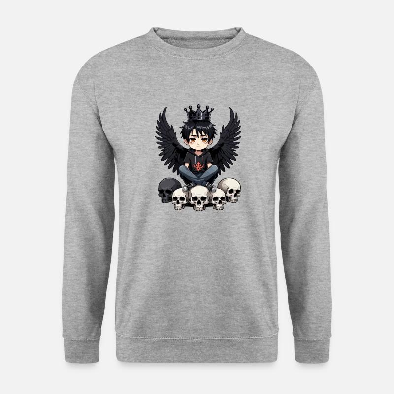 crown boy anime manga prince - Unisex Pullover - Weißgrau meliert
