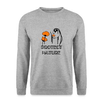 Protect Nature Portrait pavots oranges et abeille - Sweat-shirt Unisexe - gris chiné - Devant - Alina (178cm) & Michal (187cm)