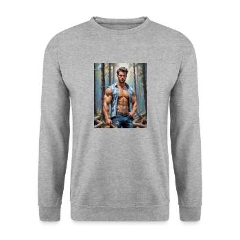 Handsome Men with muscular body – lumberjack in th - Unisex Sweatshirt - salt & pepper - Front - Alina (178cm) & Michal (187cm)