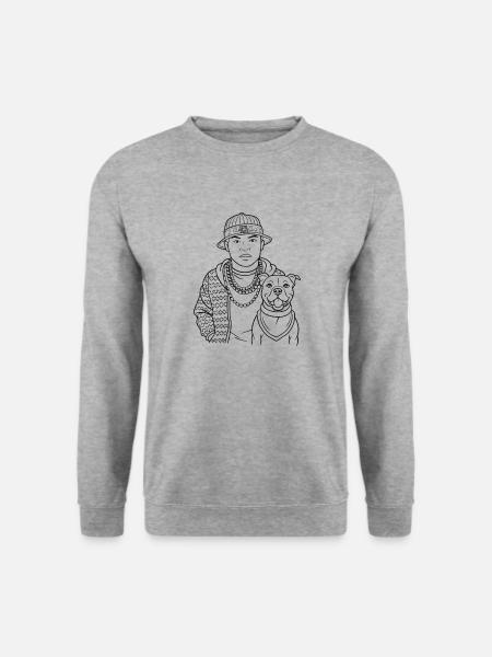 Mensch-Hund Duo Urbaner Look für Hundehalter - Unisex Pullover - Weißgrau meliert