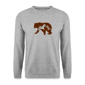 Bear Wildlife Mountains - Unisex Sweatshirt - salt & pepper - Front - Alina (178cm) & Michal (187cm)
