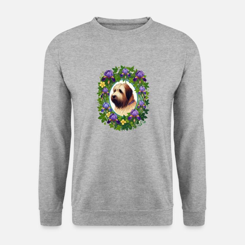 Briard Hunderasse - Unisex Pullover - Weißgrau meliert