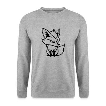 fuchs comic - Unisex Pullover - Weißgrau meliert - Vorne - Alina (178cm) & Michal (187cm)