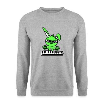 Oster Hase Kaninchen Süß Klavier Keyboard Spielen - Unisex Pullover - Weißgrau meliert - Vorne - Alina (178cm) & Michal (187cm)