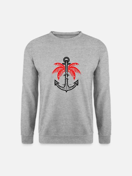 Palm Tree Anchor Icon - Unisex Sweatshirt - salt & pepper