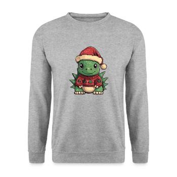 Dinosaur stegosaurus Christmas - Unisex Sweatshirt - salt & pepper - Front - Alina (178cm) & Michal (187cm)