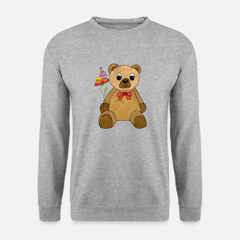 Teddybär - Unisex Pullover - Weißgrau meliert
