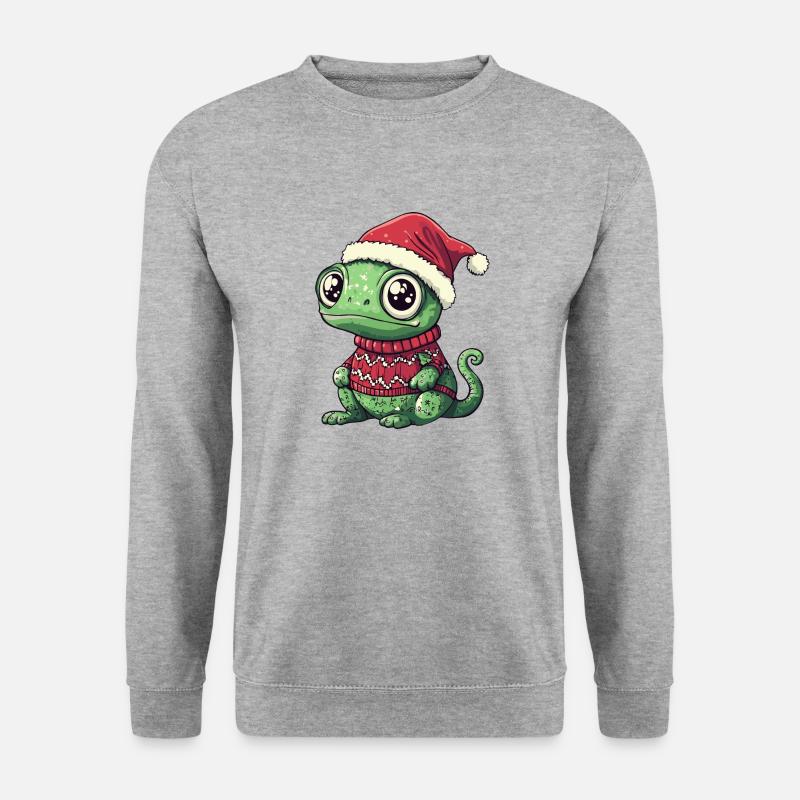 Chameleon Weihnachten - Unisex Pullover - Weißgrau meliert