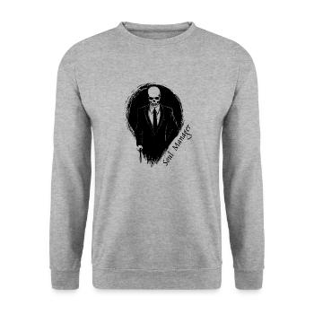 Grimm Geschäftsführer, Seelenmanager - Unisex Pullover - Weißgrau meliert - Vorne - Alina (178cm) & Michal (187cm)