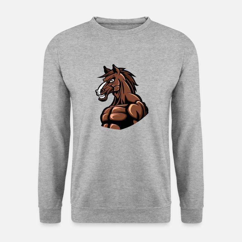Pferd Stark - Unisex Pullover - Weißgrau meliert
