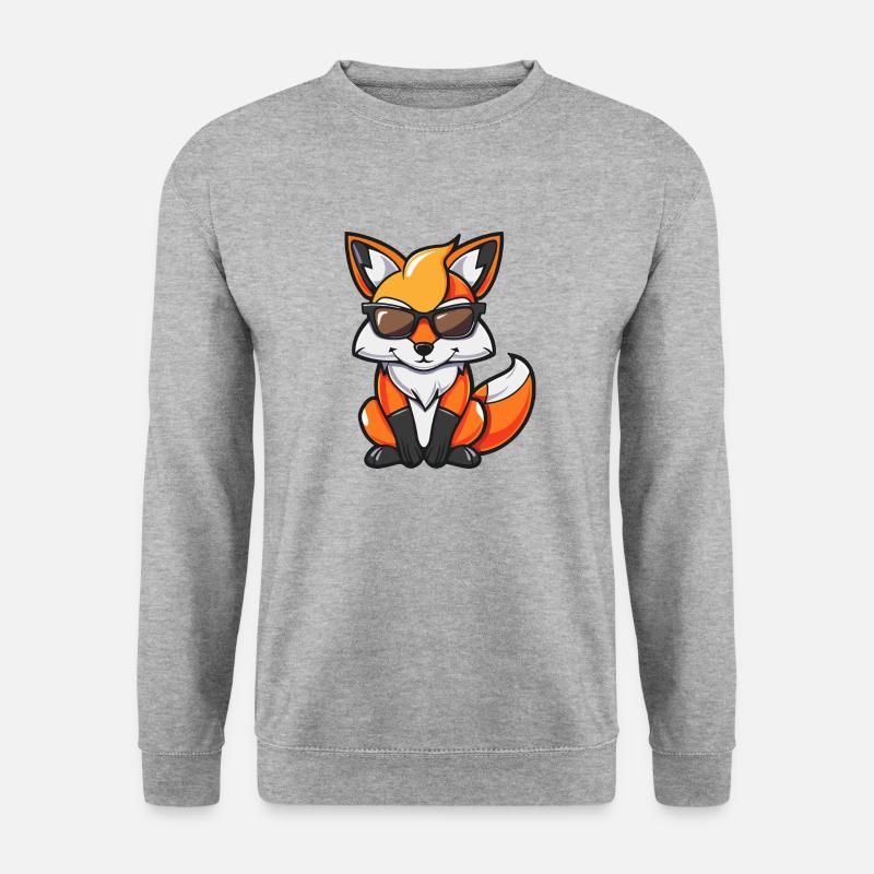 Fuchs Comic Cool - Unisex Pullover - Weißgrau meliert