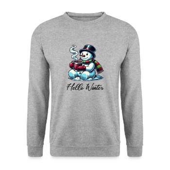 Snowman Hello Winter - Unisex Sweatshirt - salt & pepper - Front - Alina (178cm) & Michal (187cm)