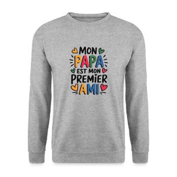 mon papa - Sweat-shirt Unisexe - gris chiné - Devant - Alina (178cm) & Michal (187cm)