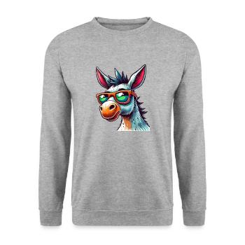 Esel Cool - Unisex Pullover - Weißgrau meliert - Vorne - Alina (178cm) & Michal (187cm)