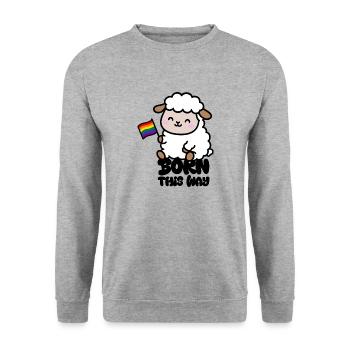 Born This Way – Pride Sheep - Unisex Sweatshirt - salt & pepper - Front - Alina (178cm) & Michal (187cm)