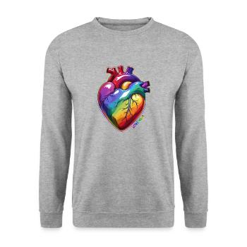 pride herz regenbogen love wins - Unisex Pullover - Weißgrau meliert - Vorne - Alina (178cm) & Michal (187cm)