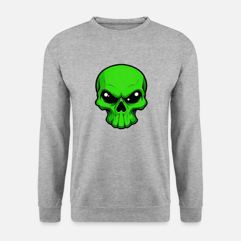 Alien Skull - Unisex Pullover - Weißgrau meliert