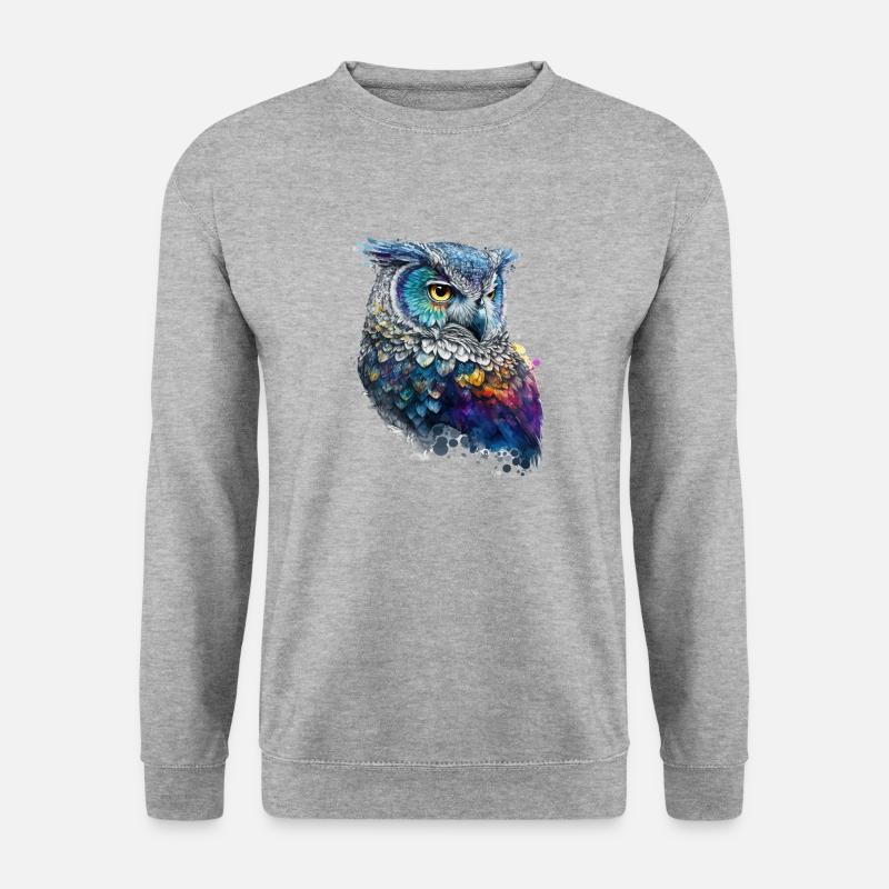 Aquarell Eule - Unisex Pullover - Weißgrau meliert