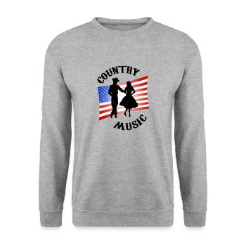 Country-Musik - Unisex Pullover - Weißgrau meliert - Vorne - Alina (178cm) & Michal (187cm)