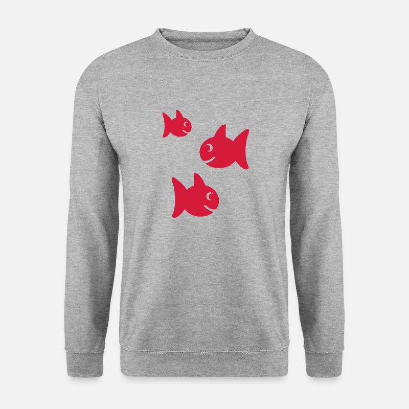 fische - Unisex Pullover - Weißgrau meliert