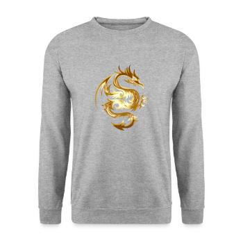 Golden Chinese Dragon Gift Idea - Unisex Sweatshirt - salt & pepper - Front - Alina (178cm) & Michal (187cm)