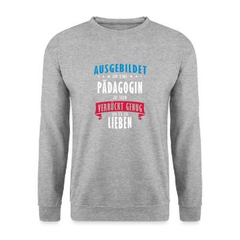 Pädagogin Beruf - Geschenk - Unisex Pullover - Weißgrau meliert - Vorne - Alina (178cm) & Michal (187cm)