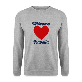 Isabella welcome - Unisex Pullover - Weißgrau meliert - Vorne - Alina (178cm) & Michal (187cm)