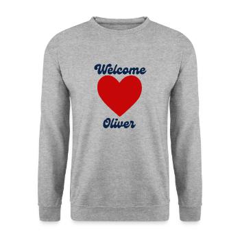 Oliver willkommen - Unisex Pullover - Weißgrau meliert - Vorne - Alina (178cm) & Michal (187cm)