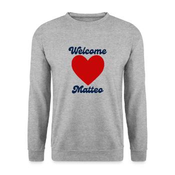 Matteo willkommen - Unisex Pullover - Weißgrau meliert - Vorne - Alina (178cm) & Michal (187cm)