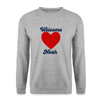Noahwillkommen - Unisex Pullover - Weißgrau meliert - Vorne - Alina (178cm) & Michal (187cm)