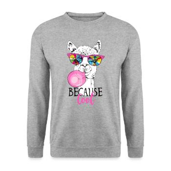 Because Cool Llama - Unisex Sweatshirt - salt & pepper - Front - Alina (178cm) & Michal (187cm)